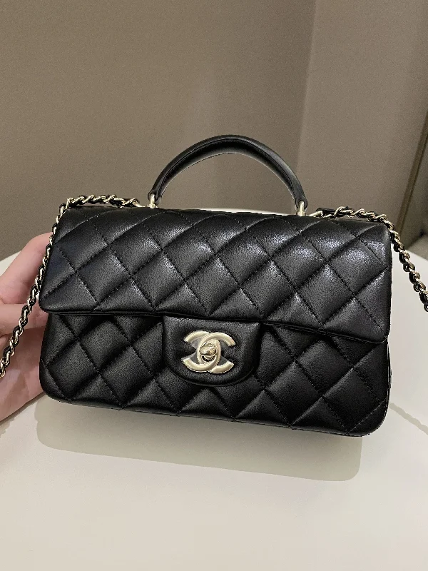 Chanel Colorful Handbag for Spring OutfitsChanel Quilted Top Handle Mini Rectangular Black Lambskin