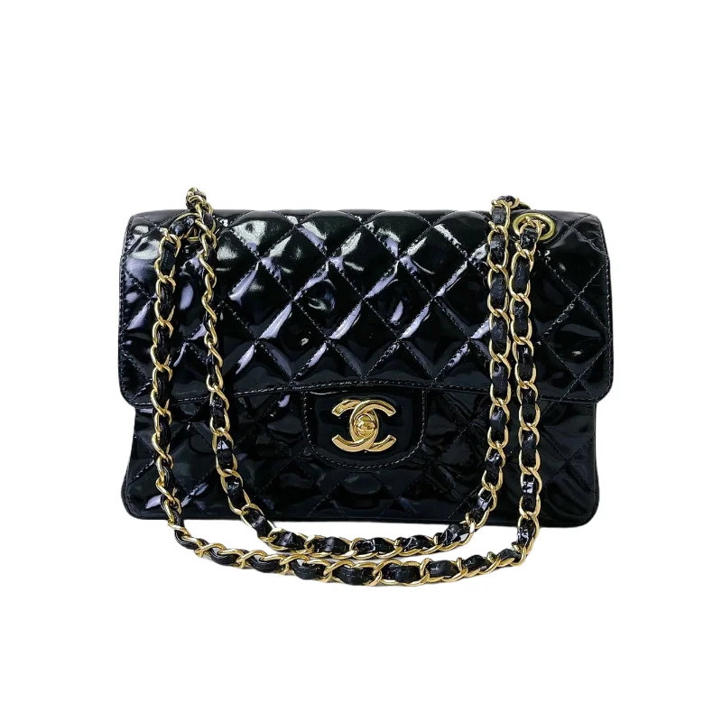 Chanel Small Crossbody Bag for TravelVintage Patent Double Sided Flap Black GHW