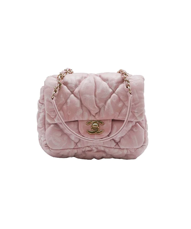 Chanel Handbag with Adjustable Strap for ComfortChanel Sakura Pink Bubble Flap Lambskin LGHW SYL1126