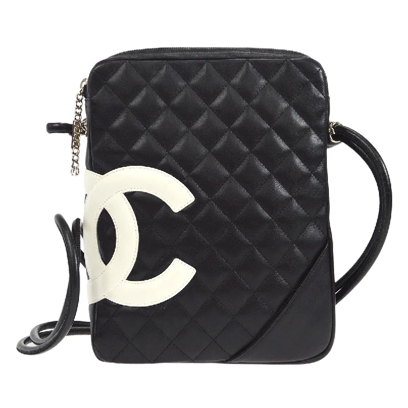 Chanel Handbag with Adjustable Strap for ComfortCHANEL 2004-2005 Cambon Ligne Shoulder Bag Black Calfskin