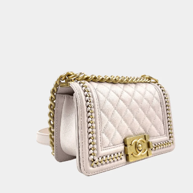 Chanel Colorful Handbag for Spring OutfitsCHANEL 2021 - 2022 Small Boy "Braid Around" Bag Light Purple with Gold