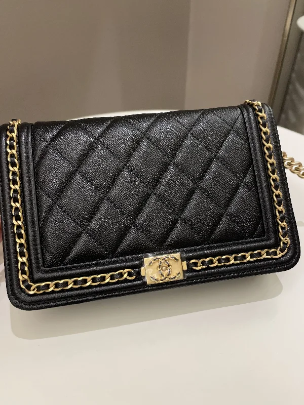 Chanel Quilted Leather Shoulder Bag for FashionistasChanel Quilted Boy Chain Around Wallet On Chain Black Caviar