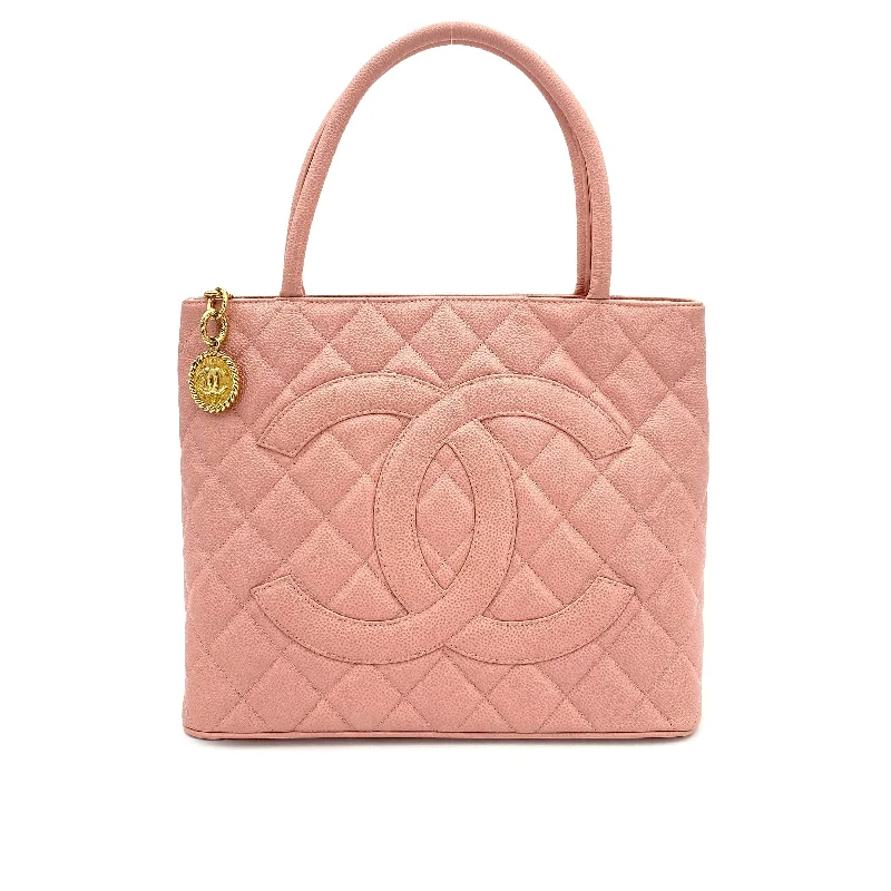 Chanel All - Match Handbag for Versatile StylingCHANEL VINTAGE MEDALLION TOTE BAG PINK CAVIAR SKIN DXBS0107