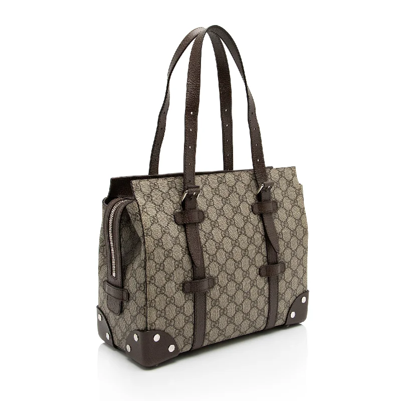 Ladies Gucci handbags with a detachable coin purse insideGucci GG Supreme Buckle Small Tote (2EWGYl)