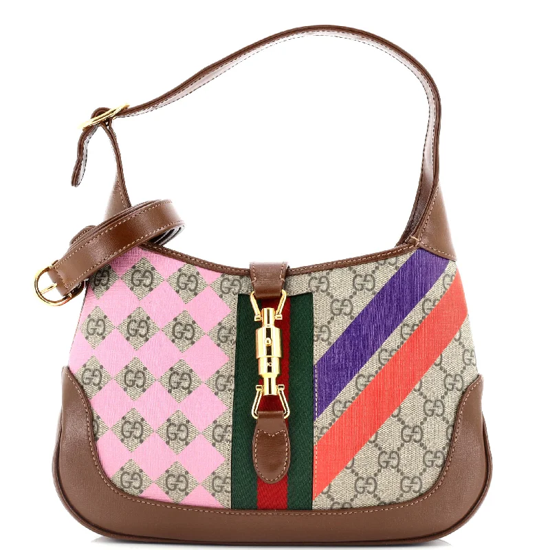 Women Gucci crossbody bags with a keychain holderJackie 1961 Hobo Printed GG Coated Canvas Small