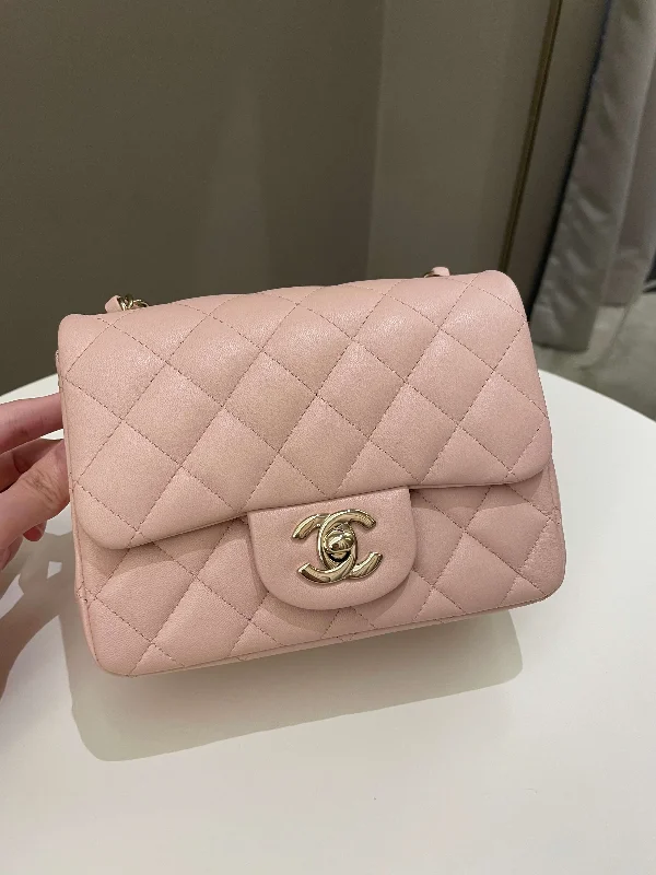 Chanel Small Crossbody Bag for TravelChanel Classic Quilted Mini Square Light Pink Lambskin