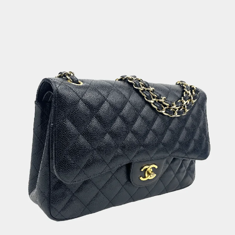 Chanel All - Match Handbag for Versatile StylingCHANEL 2011 Jumbo Double Flap Quilted Caviar Black with Gold