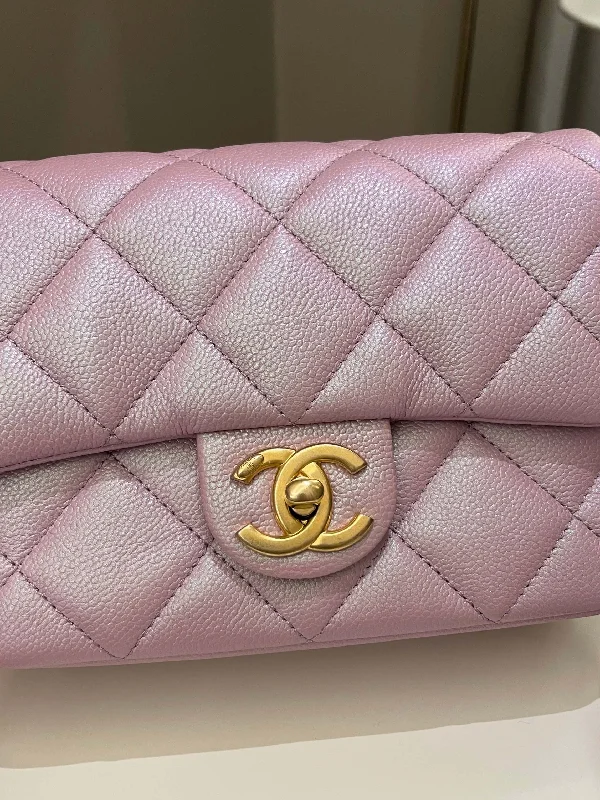 Chanel Designer Handbag with Unique DesignChanel 21K My Perfect Mini Flap Bag Iridescent Pink Lilac Caviar