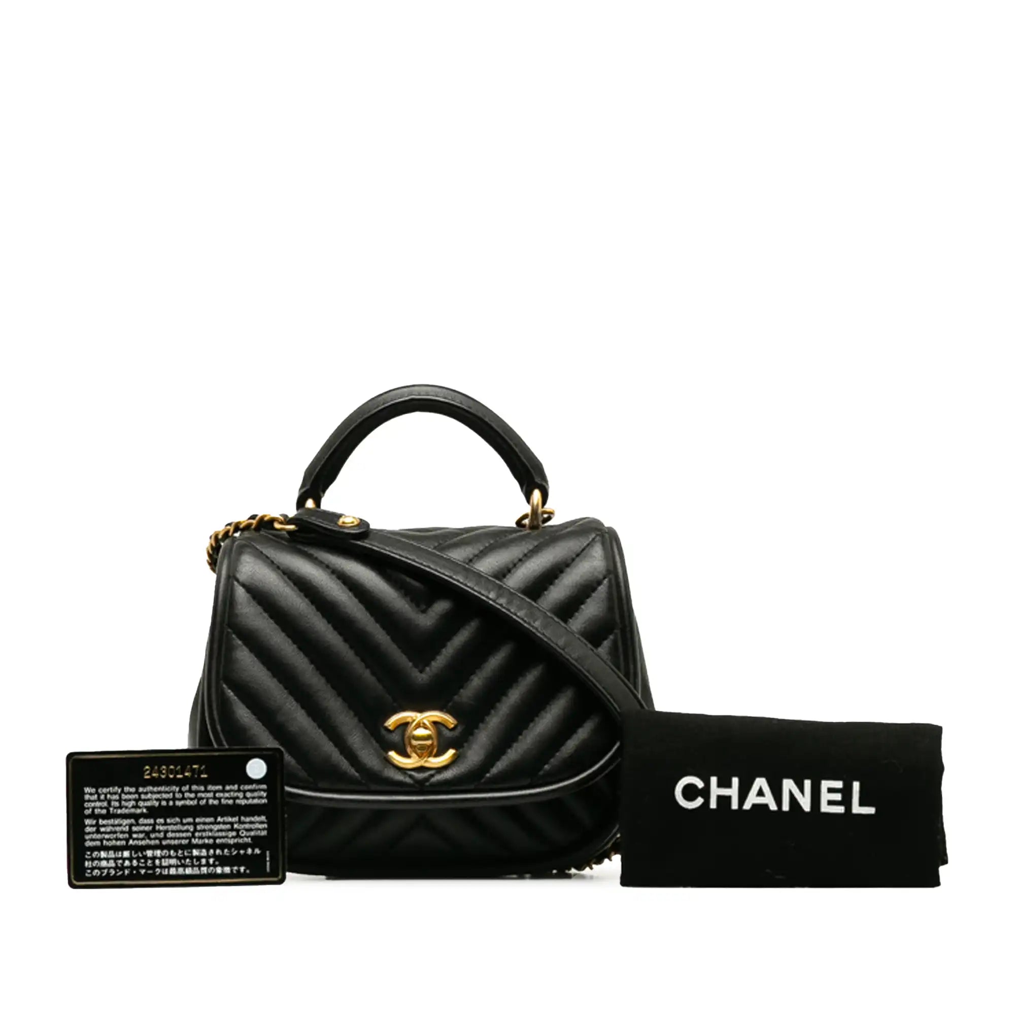 Chanel Colorful Handbag for Spring OutfitsChanel Reverse Round Mini Black Quilted Chevron Lambskin Gold