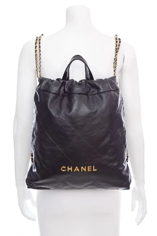 Chanel Classic Flap Bag for Evening PartyChanel 22 2023 Black Calfskin Leather Backpack