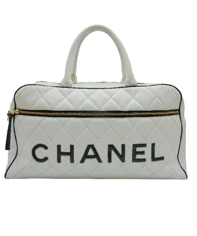 Chanel Chain Strap Handbag for Everyday UseChanel White Leather Black Trim Bowler Bag White Leather Black Trim ASC5258