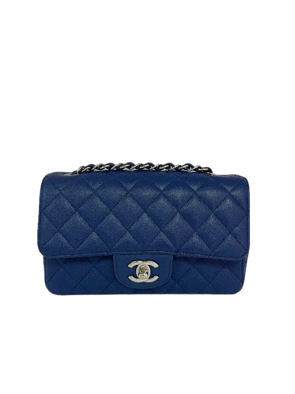 Chanel Quilted Leather Shoulder Bag for FashionistasChanel Mini Rectangle Blue Caviar SHW #25 SKC1328