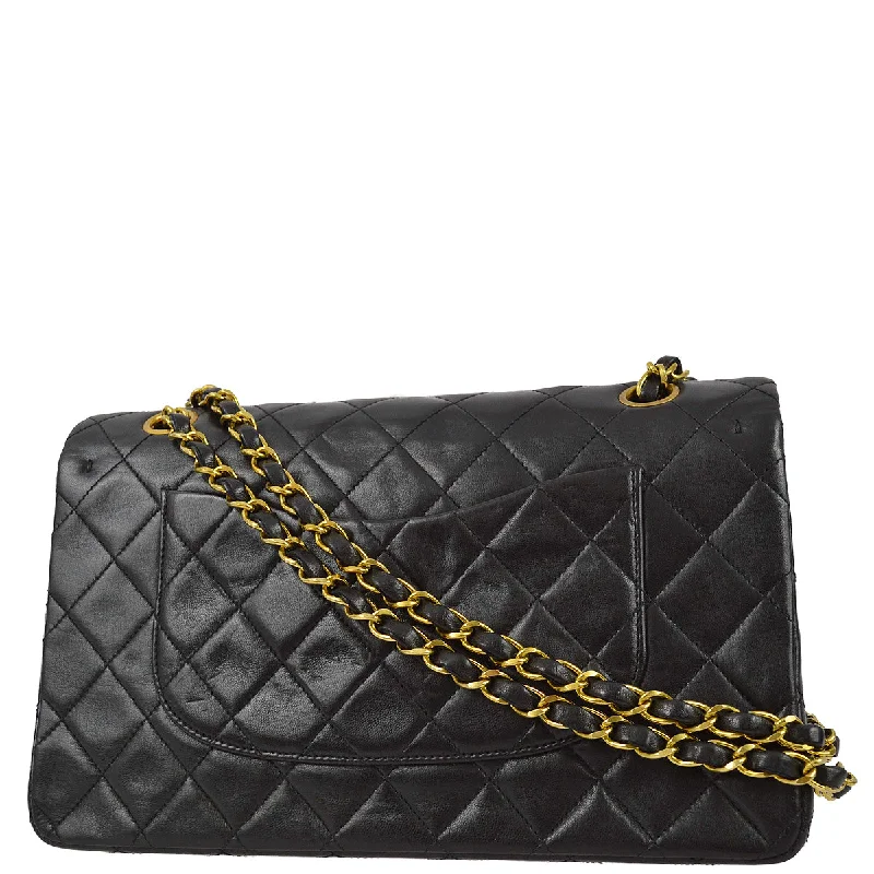 Chanel Classic Flap Bag for Evening PartyChanel 1994-1996 Black Lambskin Medium Classic Double Flap Bag