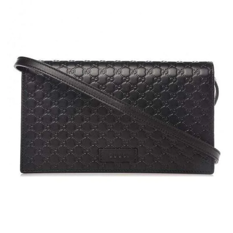 Women Gucci Sylvie bags with a monogram - embossed leatherMicro Guccissima Chain Wallet Black