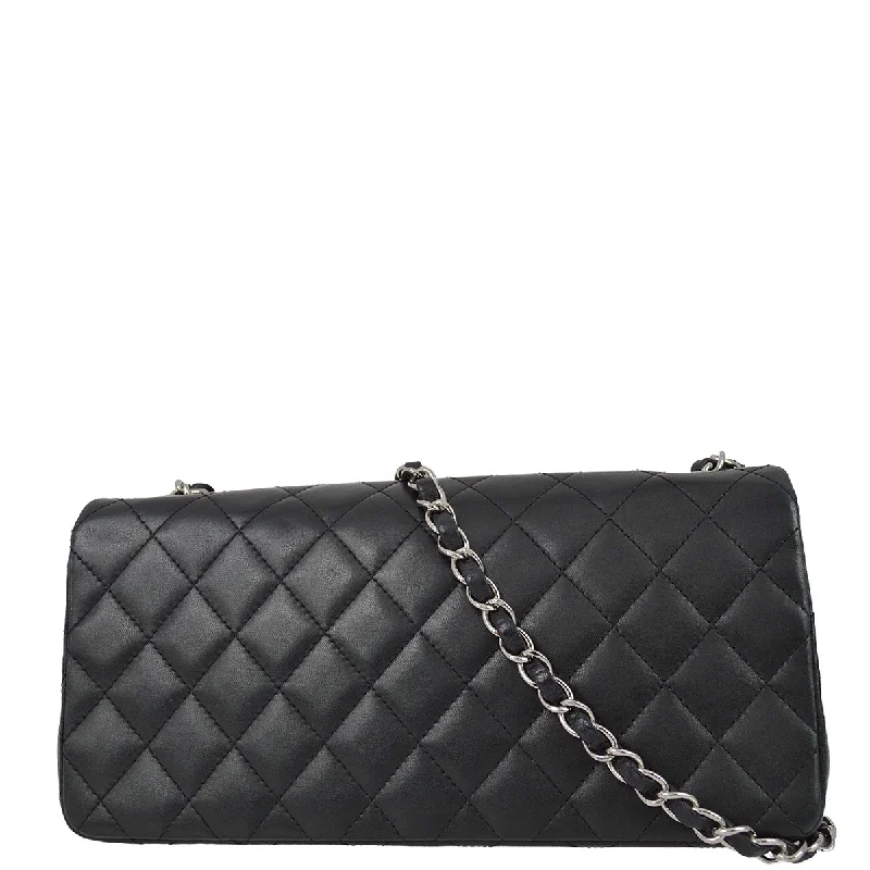 Chanel Handbag with Adjustable Strap for ComfortChanel 2005-2006 Black Lambskin East West Shoulder Bag