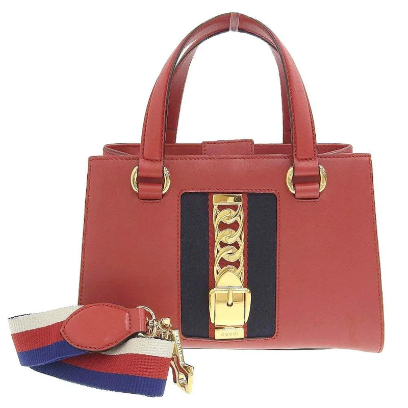 Women Gucci bags with a chain - link trim and a leather bodyGucci Silvi 2WAY bag shoulder handbag leather red 460381 200047