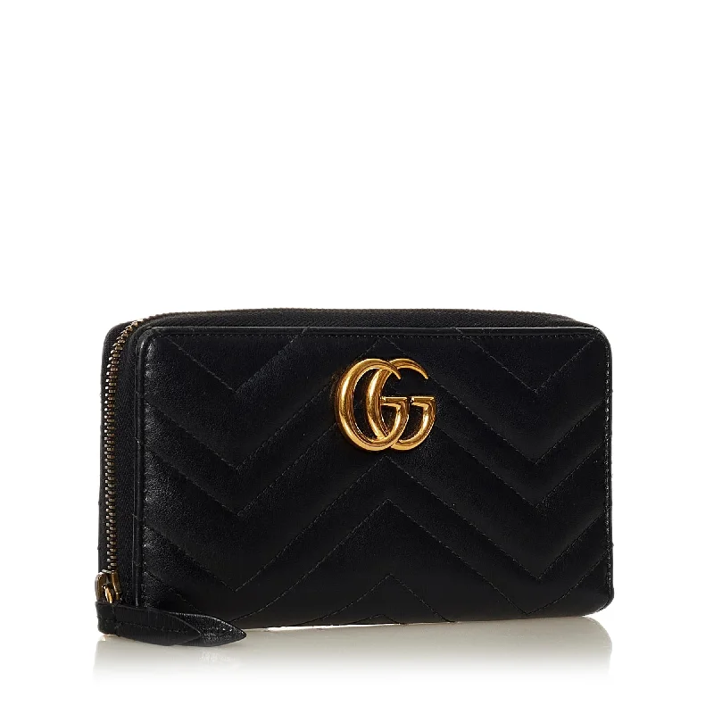 Gucci handbags for women with a metal - framed claspGucci GG Marmont Matelasse Leather Zip Around Wallet (34290)