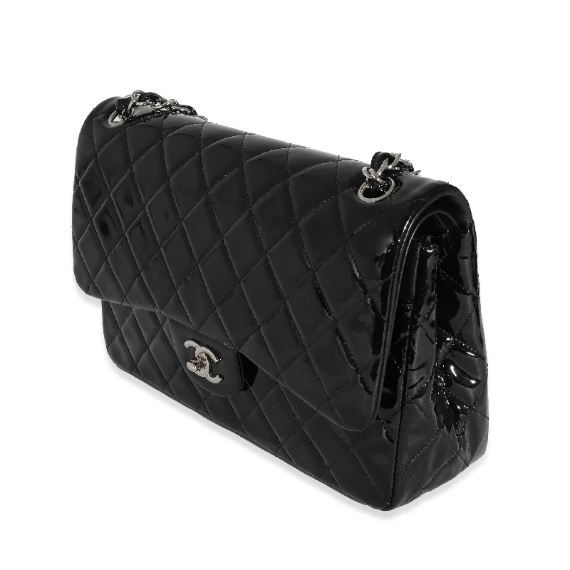 Chanel Designer Handbag with Unique DesignChanel Black Patent Classic Jumbo Flap Bag