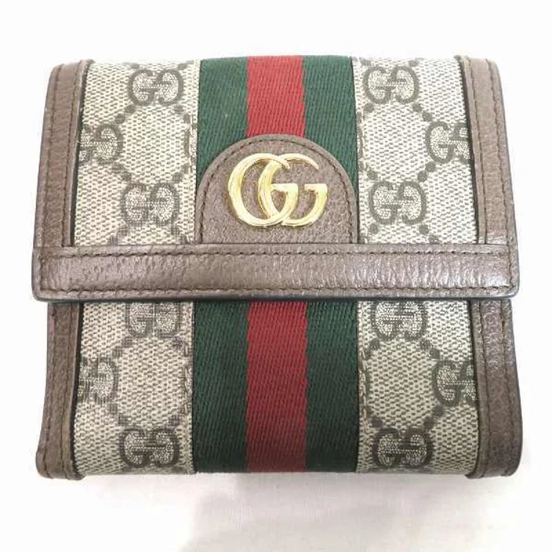 Medium - sized Women Gucci handbags for everyday useGucci Sherry Line GG Supreme 523173 3 Fold Wallet Women's