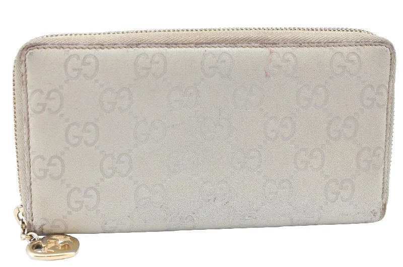 Gucci handbags for women with a beaded trimAuthentic GUCCI Guccissima Lovely GG Leather Long Wallet 308005 White K6501