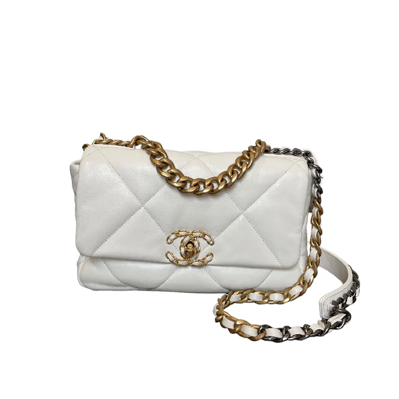 Chanel Lightweight Handbag for Daily Errands19 Lambskin White Small Mixed Hardware