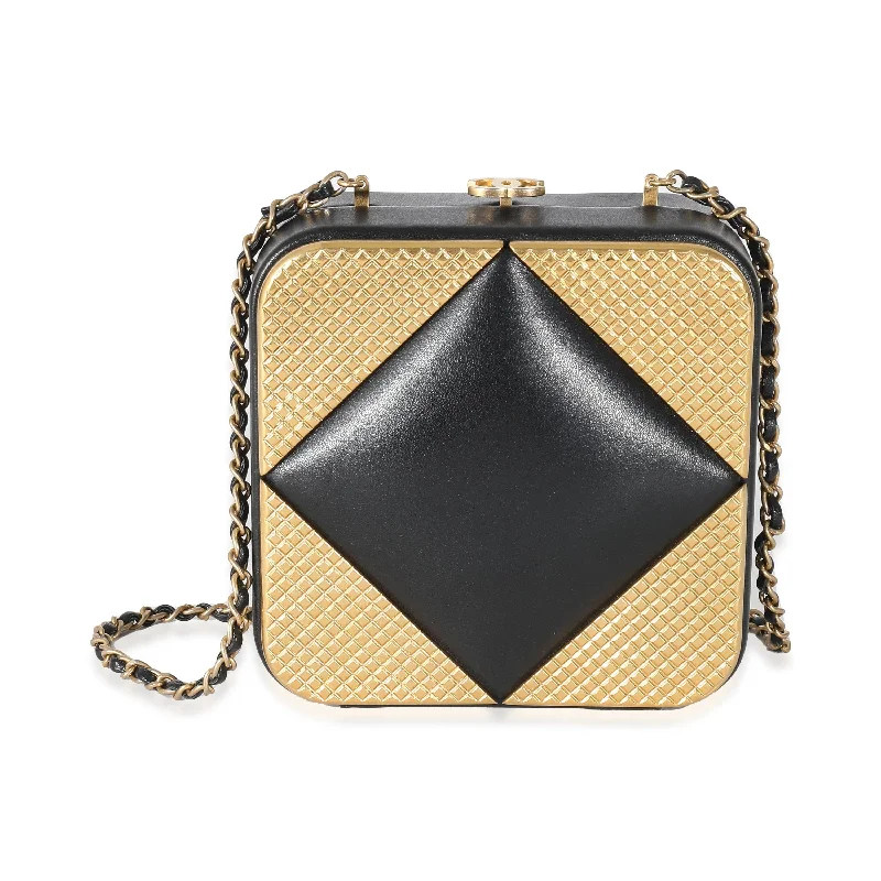 Chanel Small Crossbody Bag for TravelChanel Black Lambskin Gold Metal Square CC Clutch