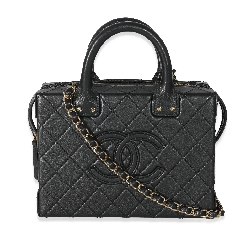 Chanel Chain Strap Handbag for Everyday UseChanel 22B Black Quilted Calfskin Vanity Case