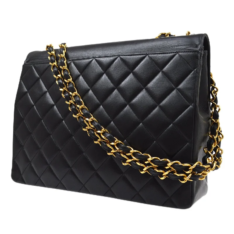 Chanel New Arrival Handbag with Gold HardwareCHANEL 1991-1994 CC Flap Maxi Black Lambskin 61273