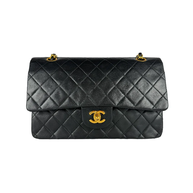 Chanel Designer Handbag with Unique DesignChanel Classic Double Flap Medium Black Lambskin Gold