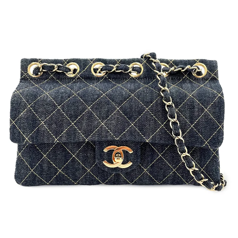 Chanel Small Crossbody Bag for TravelChanel Vintage Top Ring Blue Denim Flap #10