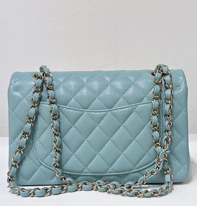 Chanel Lightweight Handbag for Daily ErrandsChanel 20C Small Classic Double Flap Tiffany Blue Caviar GHW