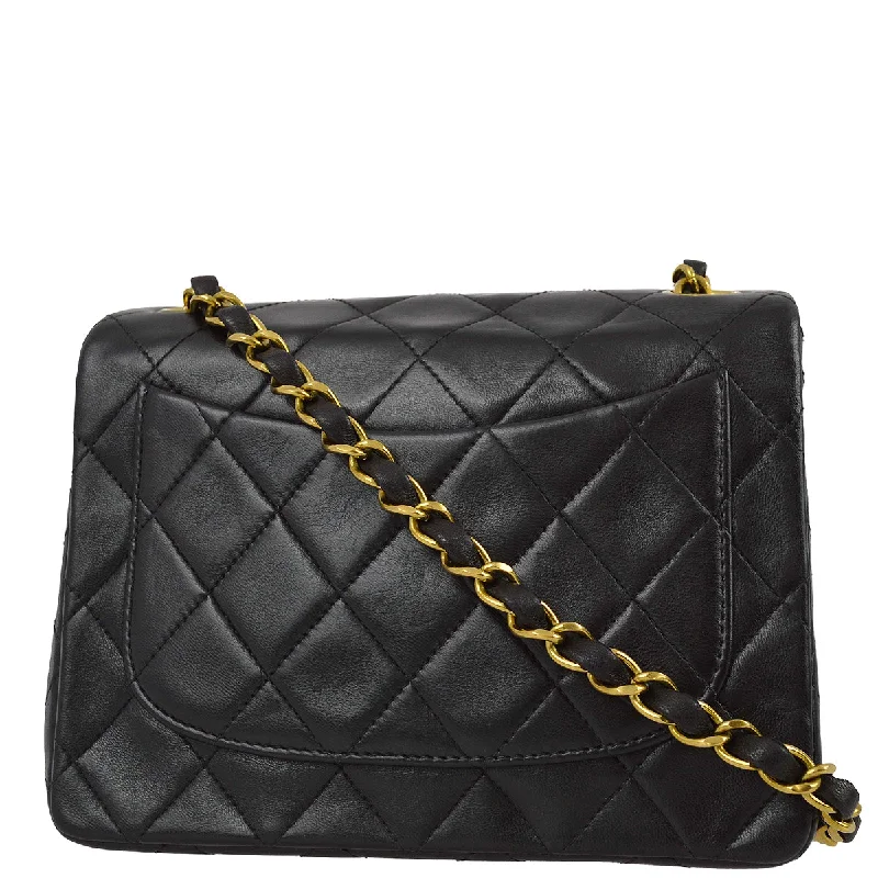 Chanel Designer Handbag with Unique DesignChanel 1991-1994 Black Lambskin Mini Classic Square Flap Bag 17