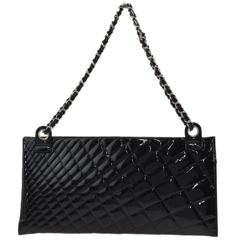 Chanel Lightweight Handbag for Daily ErrandsChanel Black Patent Leather Double Chain Shoulder Bag