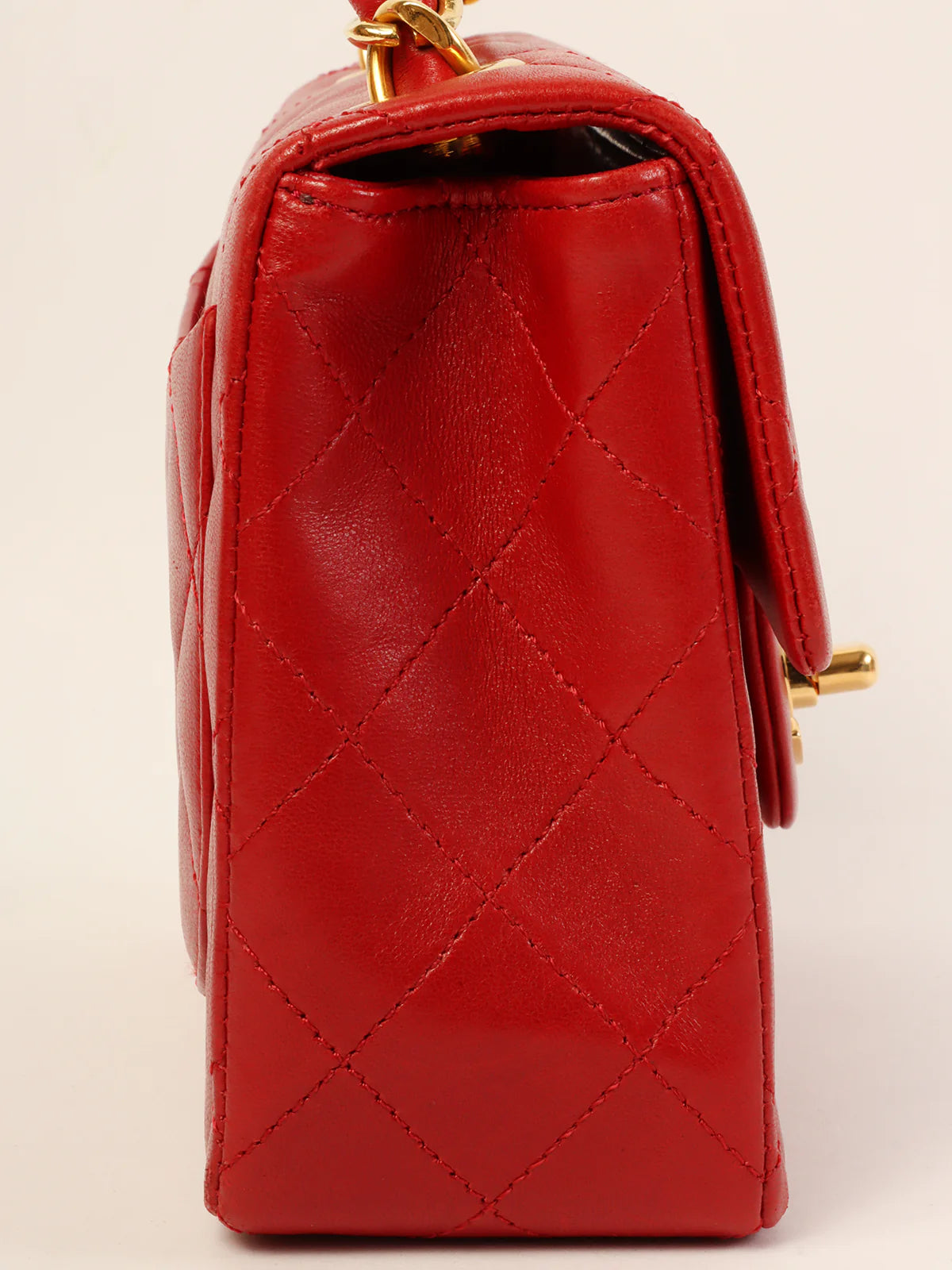 Chanel Lightweight Handbag for Daily ErrandsCHANEL Around 1990 Made Classic Flap Chain Top Handle Bag Mini Red