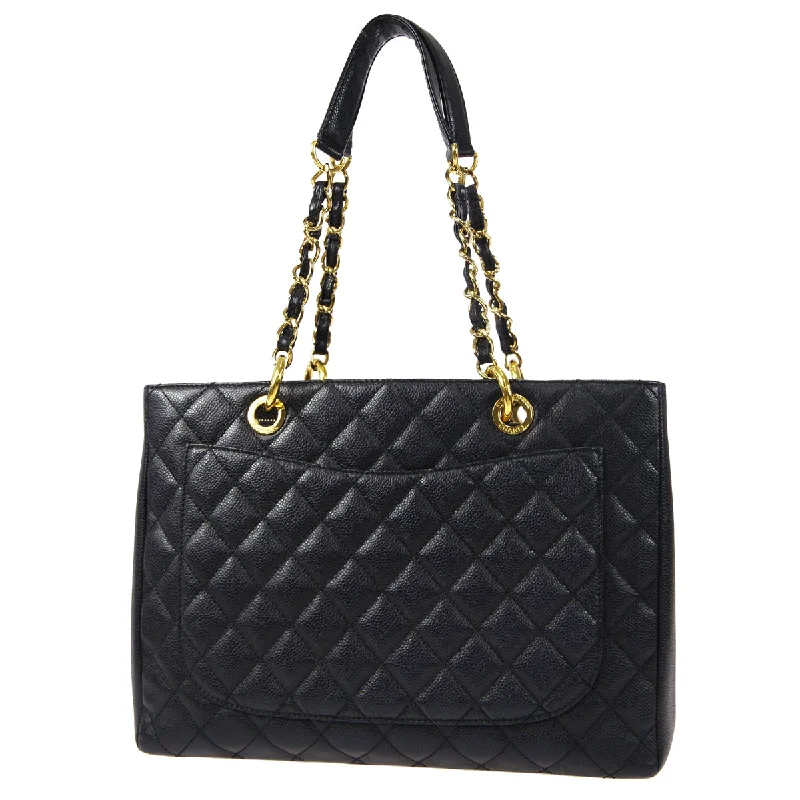 Chanel Quilted Leather Shoulder Bag for FashionistasCHANEL 2009-2010 Grand Shopping Tote GST Black Caviar