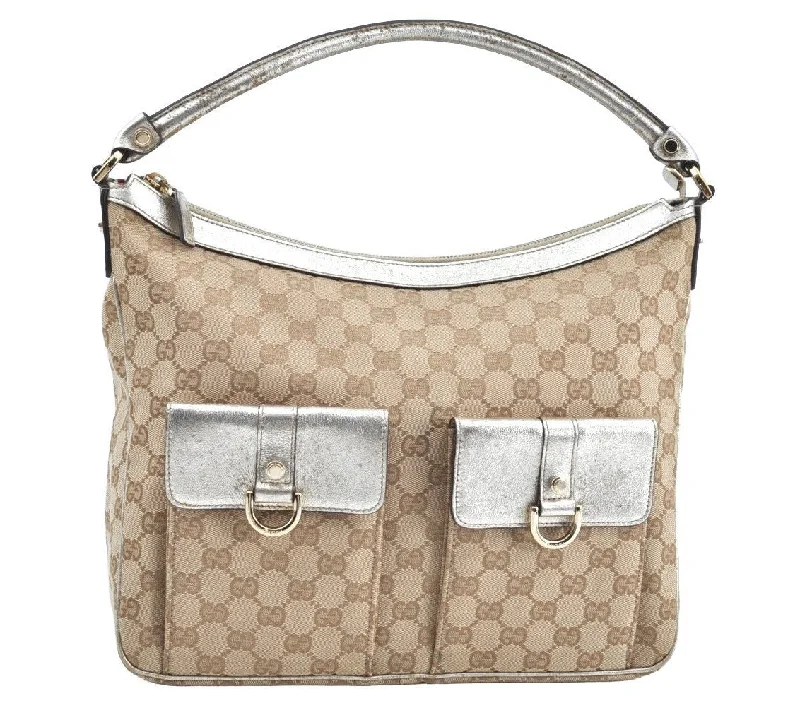 Gucci backpacks for women with a hidden back pocketAuthentic GUCCI Abbey Shoulder Tote Bag GG Canvas Leather 153025 Beige K6582