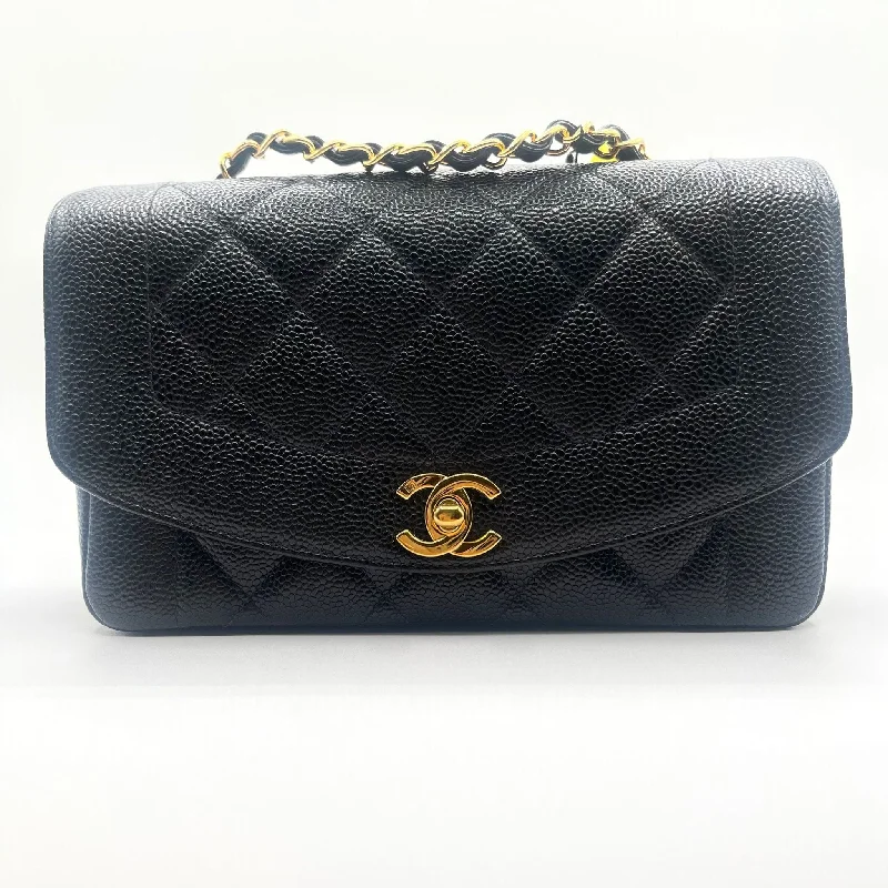 Chanel Small Crossbody Bag for TravelChanel Vintage Diana Small Black Caviar GHW ASC3888