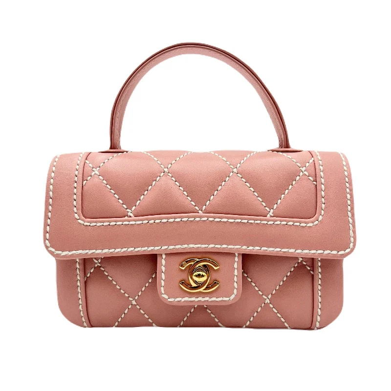 Chanel Limited Edition Handbag for CollectorsCHANEL VINTAGE WILDSTITCH HAND BAG PINK LAMB SKIN 90224533