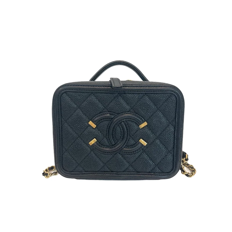 Chanel Classic Flap Bag for Evening PartyFiligree Vanity Case Caviar Small Black GHW