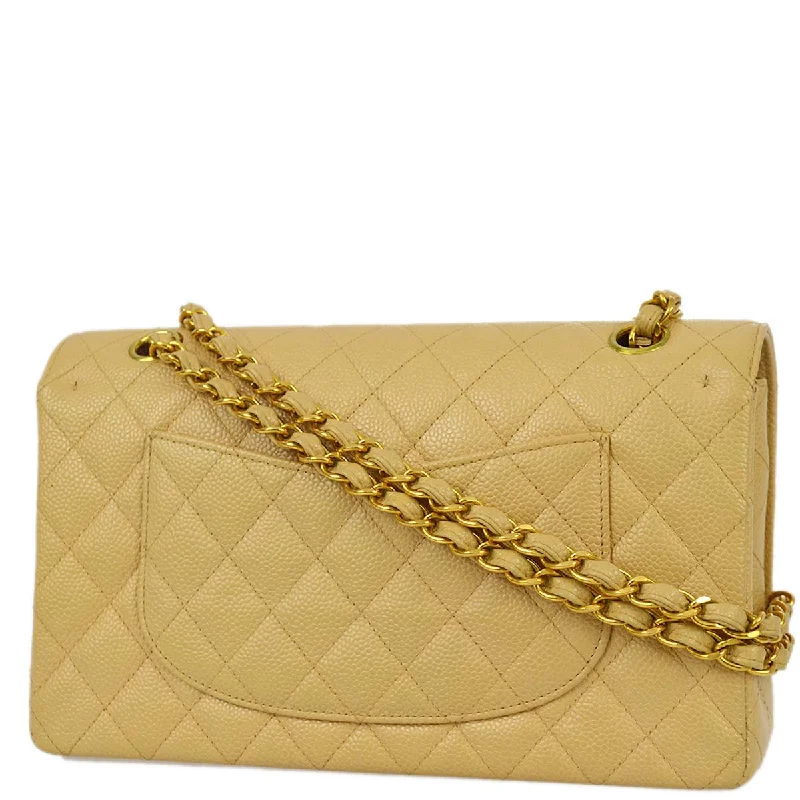 Chanel All - Match Handbag for Versatile StylingChanel 1997-1999 Beige Caviar Medium Classic Double Flap Bag