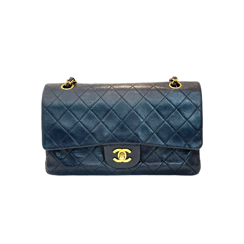 Chanel Handbag with Adjustable Strap for ComfortVintage Classic Flap Medium GHW Blue