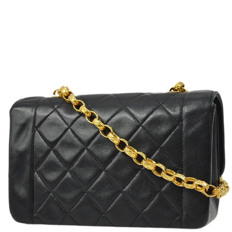 Chanel Small Crossbody Bag for TravelChanel 1989-1991 Black Lambskin Mini Border Flap Bag