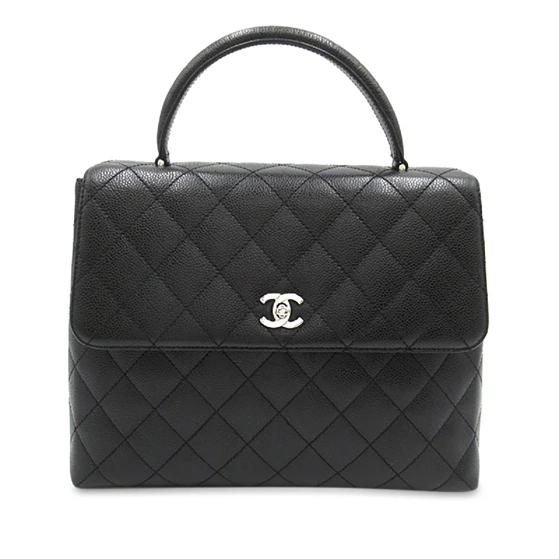 Chanel All - Match Handbag for Versatile StylingChanel Kelly Top Handle Bag Black Caviar Silver