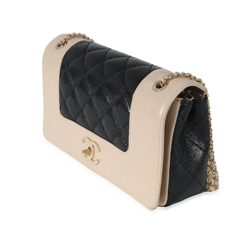 Chanel Designer Handbag with Unique DesignChanel Bicolor Sheepskin Mademoiselle Vintage Flap Bag