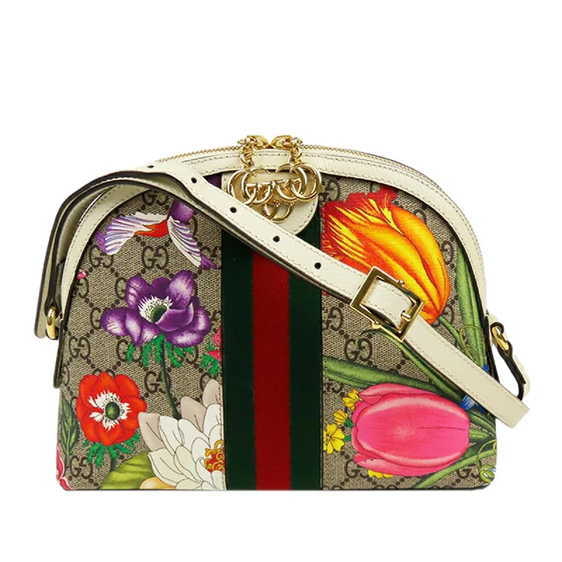 Ladies Gucci handbags with a detachable coin purse insideGucci GG Supreme Flora Ophidia Dome Small