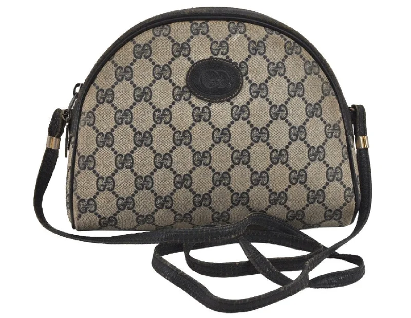 Gucci tote bags for women with a printed Gucci logoAuthentic GUCCI Shoulder Cross Body Bag Purse GG PVC Leather Navy Blue 5756J