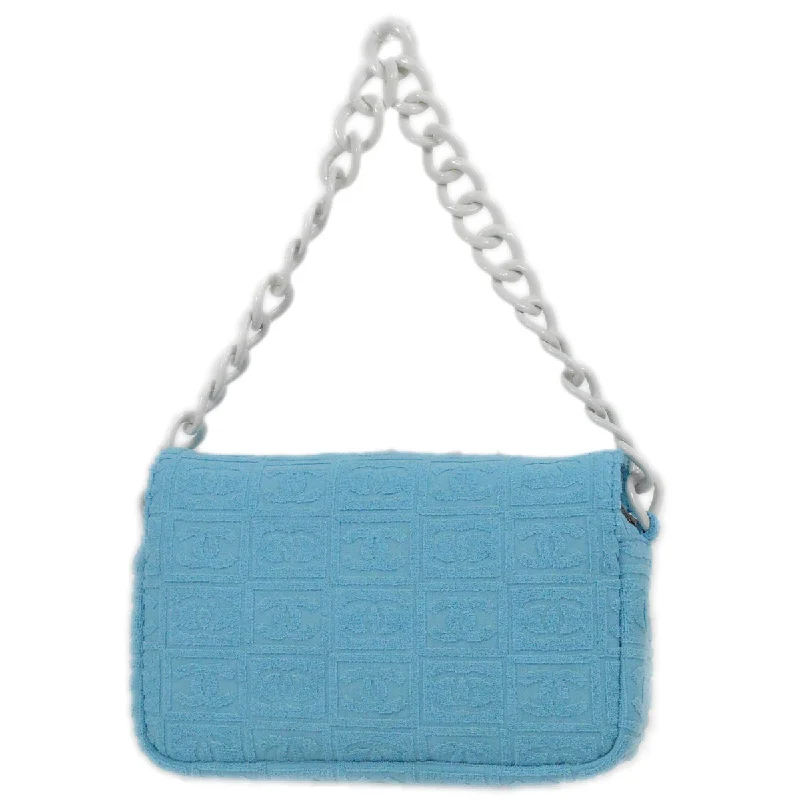 Chanel Classic Flap Bag for Evening PartyChanel Light Blue Cotton Straight Flap Acrylic Chain Handbag