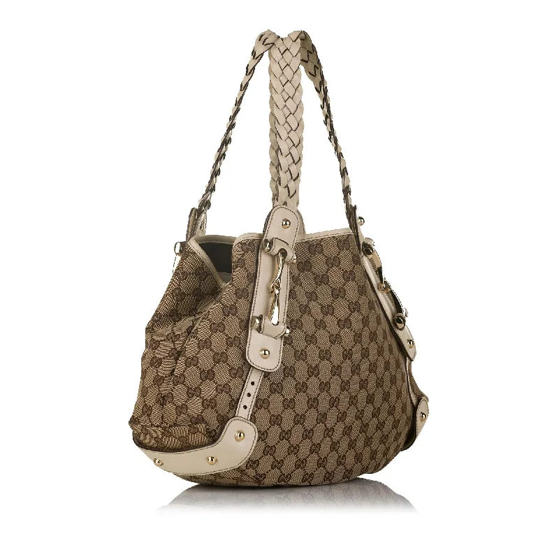 Gucci backpacks for women with a multi - pocket designGucci GG Canvas Pelham Horsebit Tote Bag (33012)