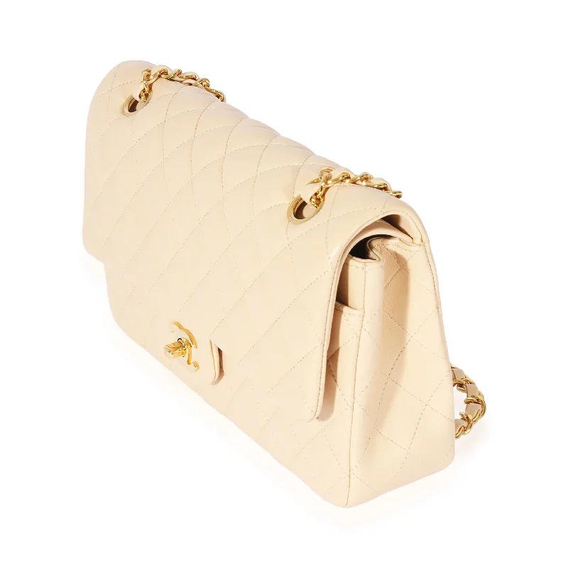 Chanel Quilted Leather Shoulder Bag for FashionistasChanel Beige Lambskin Medium Classic Flap Bag