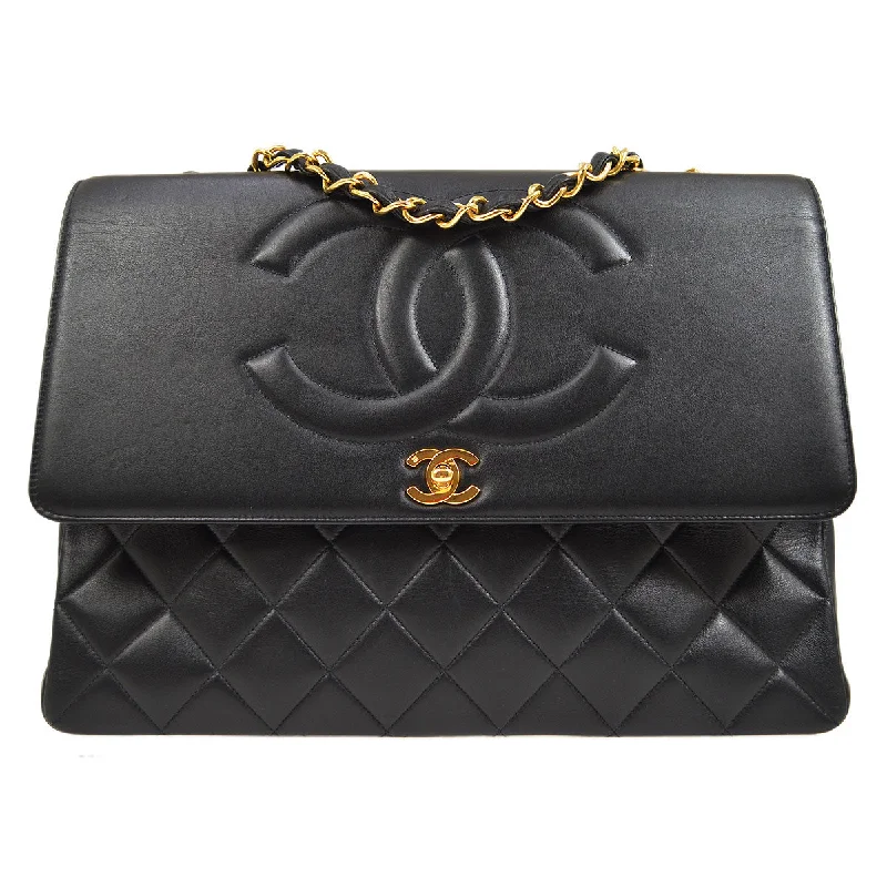 Chanel Designer Handbag with Unique DesignCHANEL 1991-1994 Chain Shoulder Bag Black Lambskin